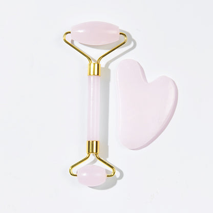 Jade Facial Roller and Gua Sha Massage Set